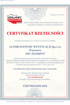 Reliable Company Certificate
