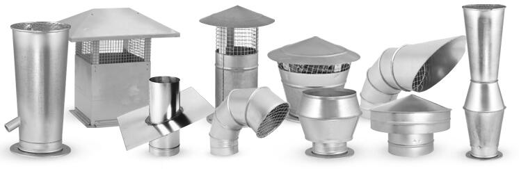 Roof hoods, 	roof ejectors, roof air intake