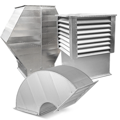 Rectangular roof intake and exhaust vents